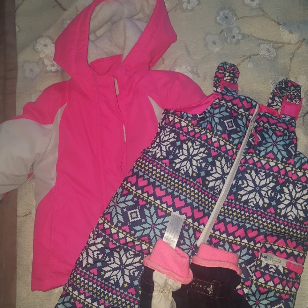 Snow Jacket, bibs, and gloves